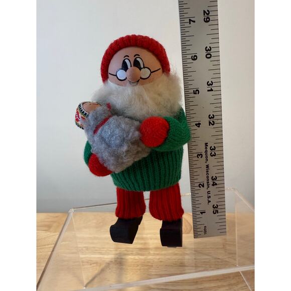 Ljungstroms Of Sweden Tomte Wooden Figure Santa Holding Baby Vintage JL - Picture 9 of 10